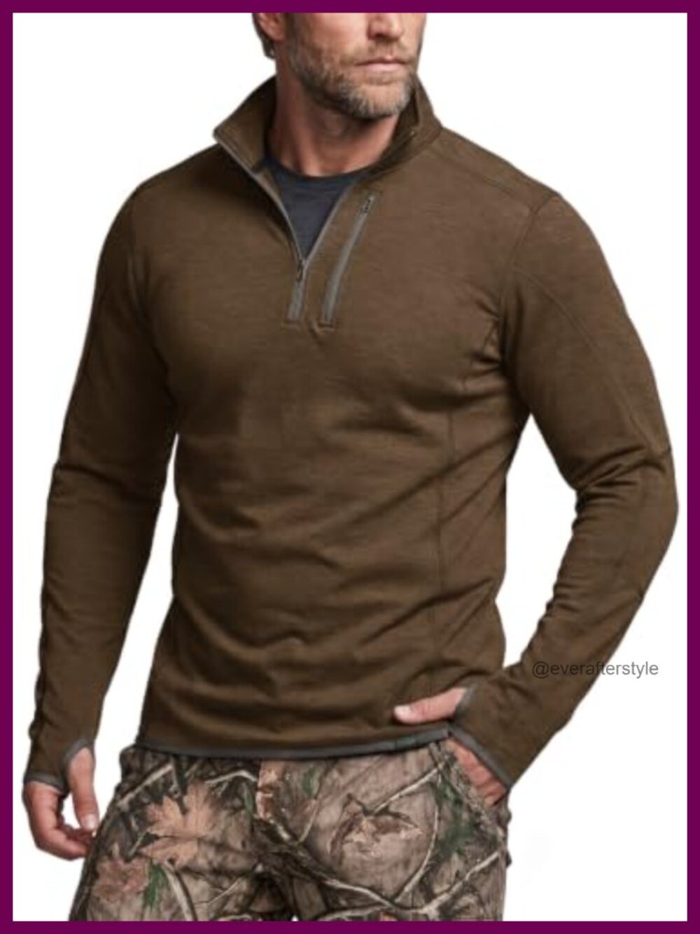 Men's Quarter Zip Fleece Pullover Mock Neck Thermal Sweater